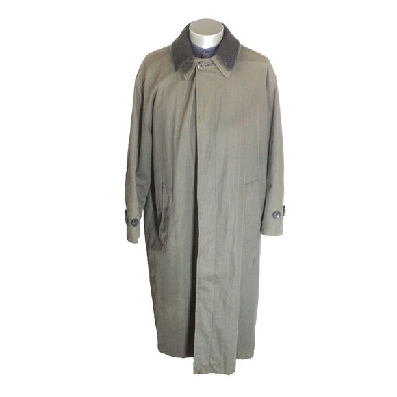 vintage mens green Hugo Boss overcoat top coat hidden button front italy XL 46 R - Picture 1 of 11